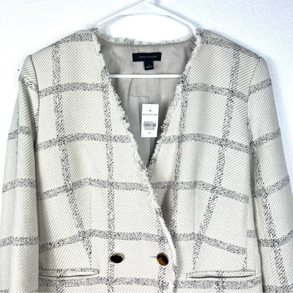 Ann Taylor Windowpane Tweed Blazer size 4 - Picture 3 of 11